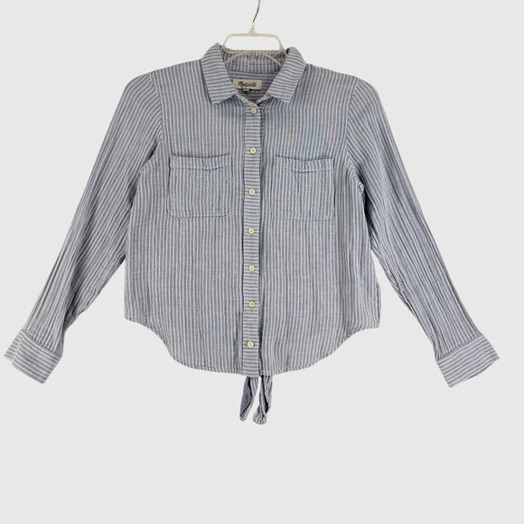 Madewell Striped Button-Up Shirt Top Collared Womens M - Picture 1 of 9